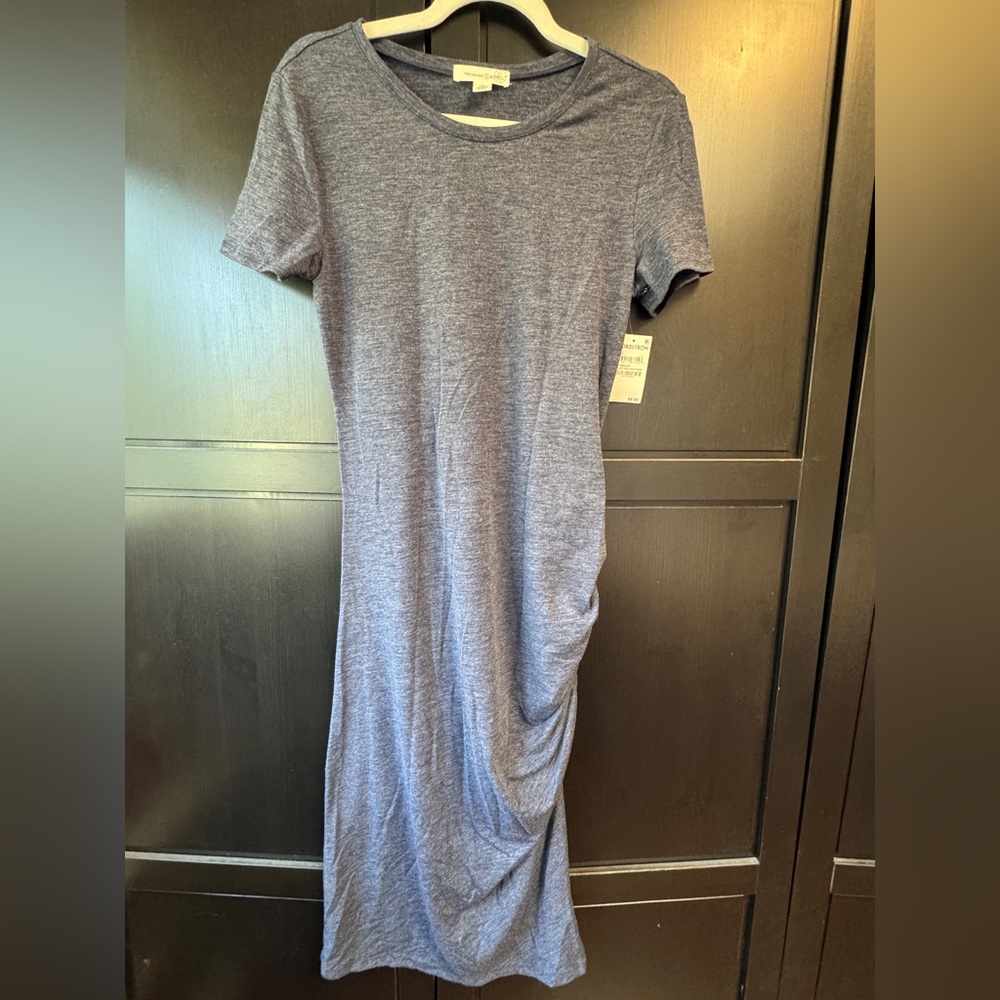 Treasure & Bond Side Ruched Body-con Dress In Navy Iris Heather